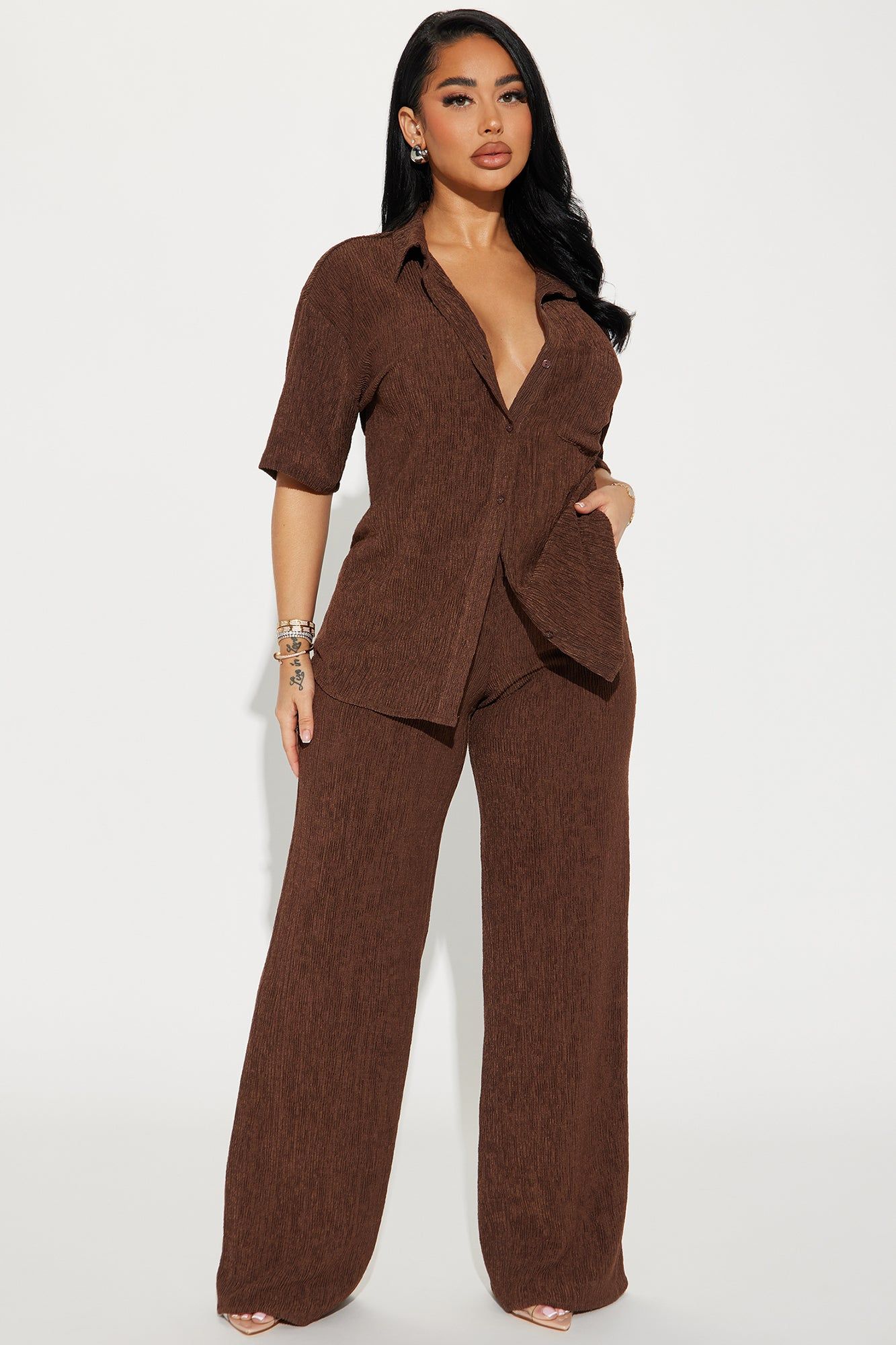 Vacay Vibes Pant Set - Brown sold by Fashion Nova