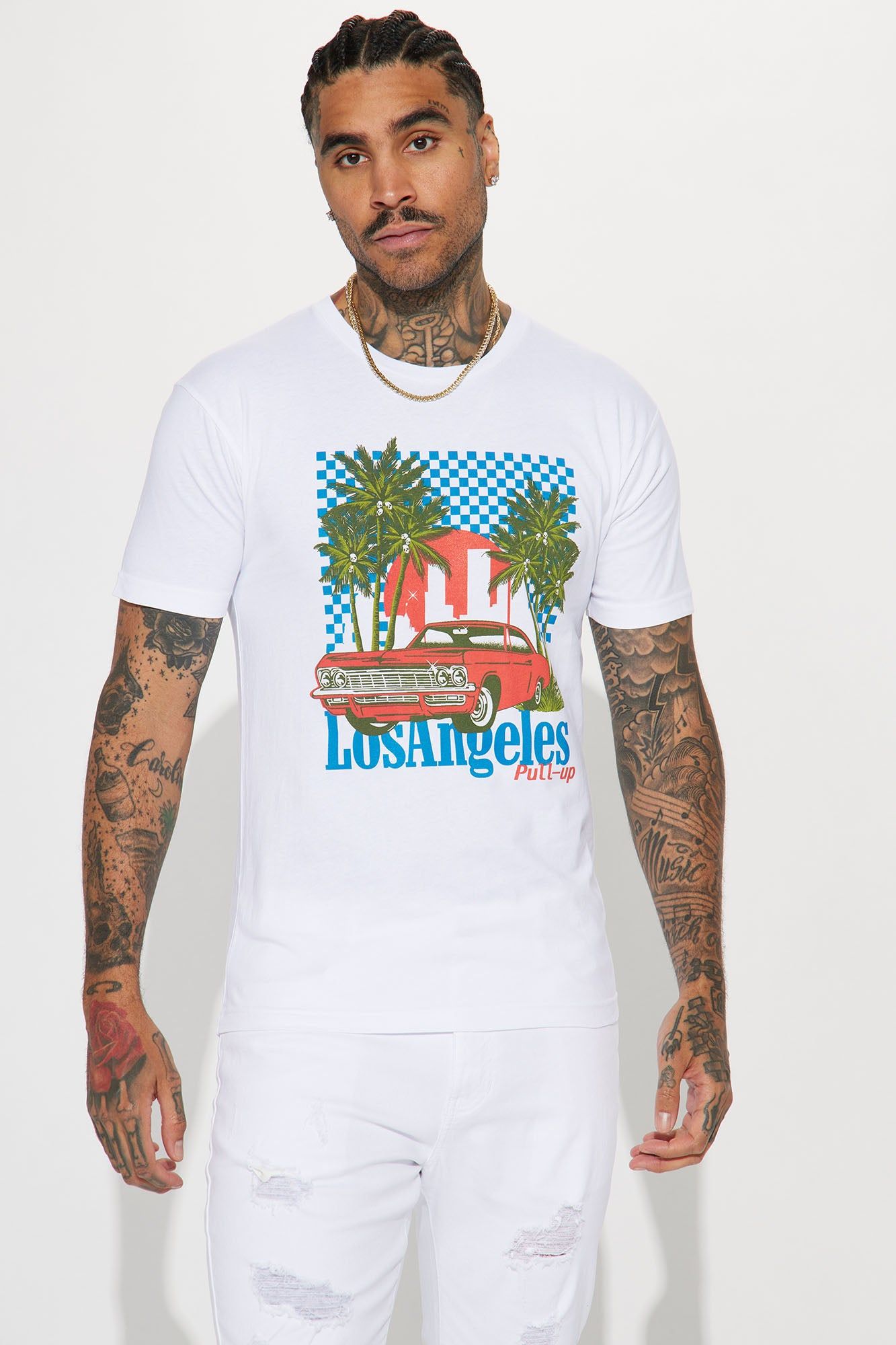 Classic Los Angeles Pull Up Short Sleeve Tee - White sold by Fashion Nova