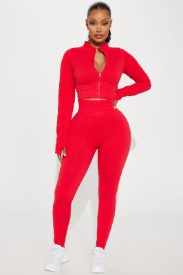 Good Form Textured Seamless Active Legging - Red sold by Fashion Nova