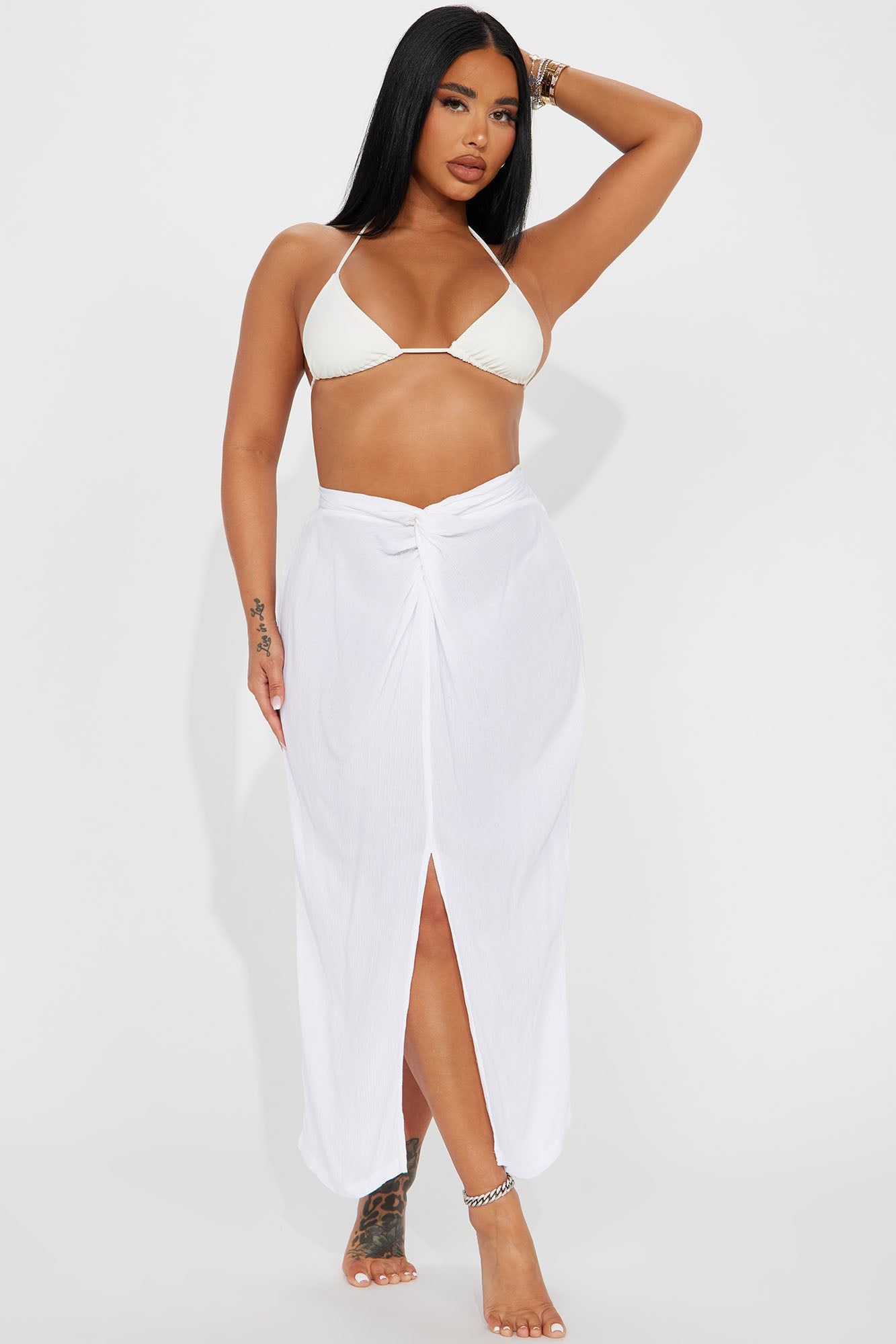 Breezy Nights Linen Swim Cover Up Skirt - White sold by Fashion Nova product image thumbnail 2