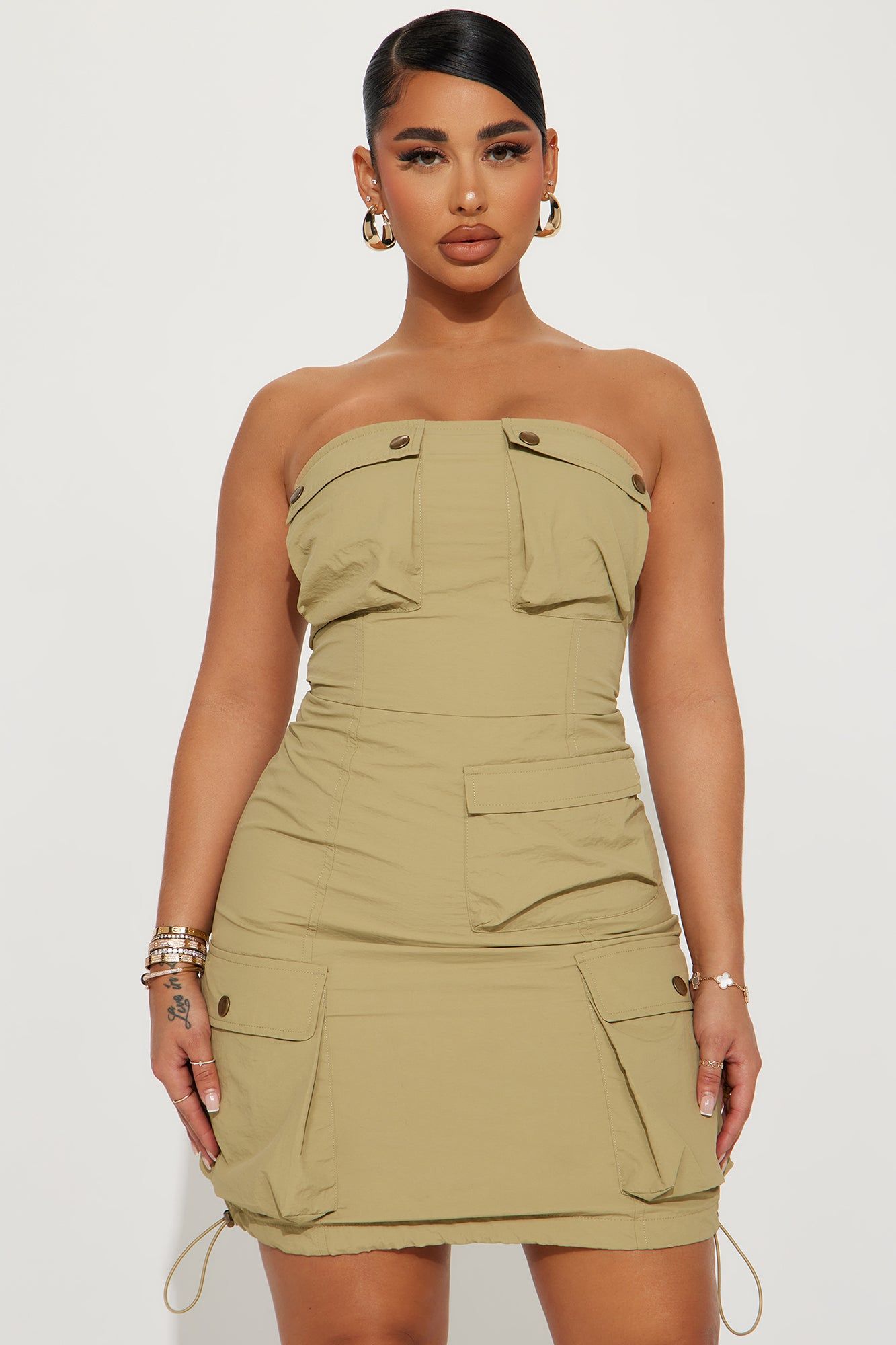 Arianna Cargo Mini Dress - Khaki sold by Fashion Nova product image thumbnail 2