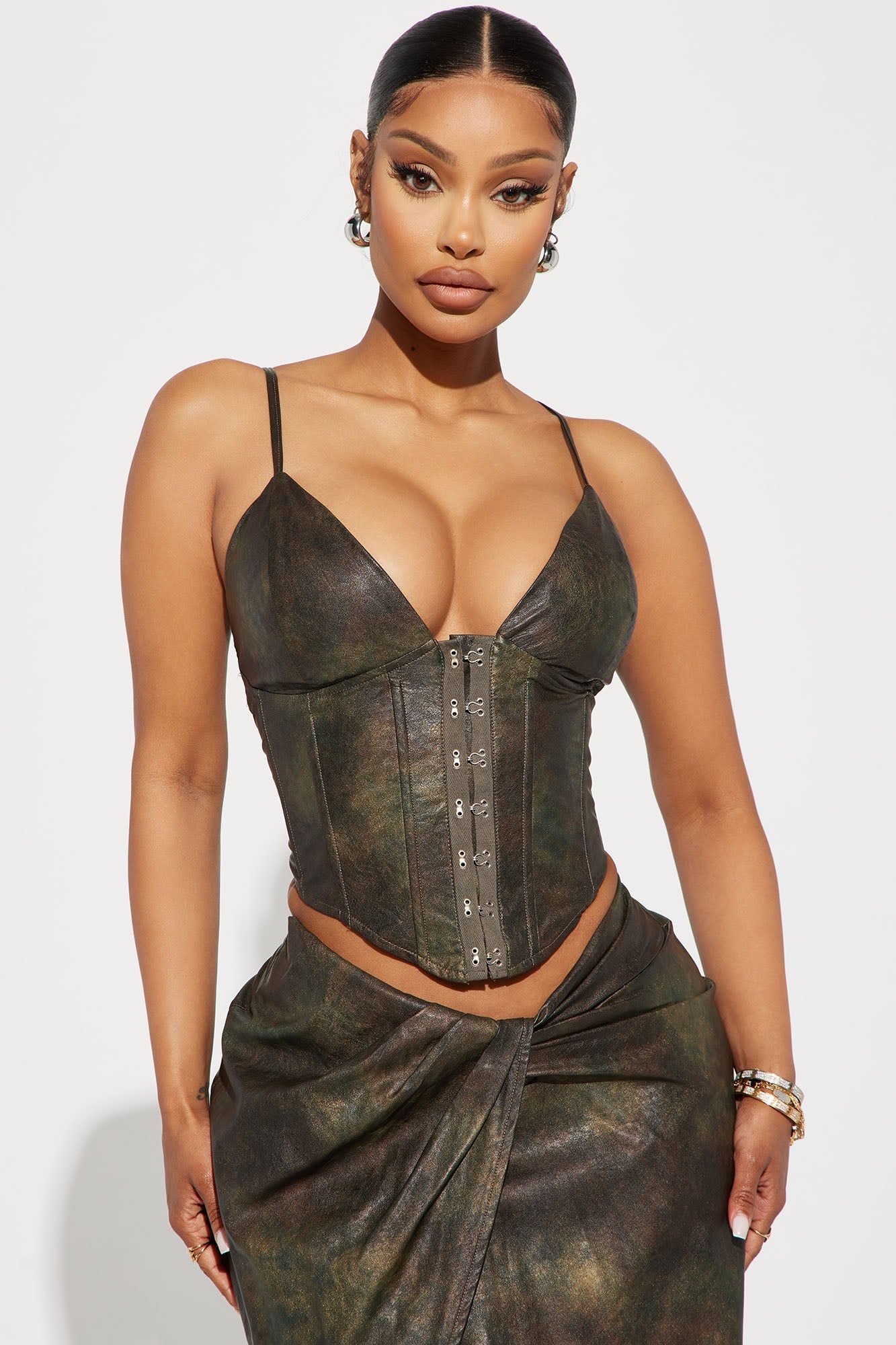 Hot Moves Faux Leather Skirt Set - Brown sold by Fashion Nova product image thumbnail 2