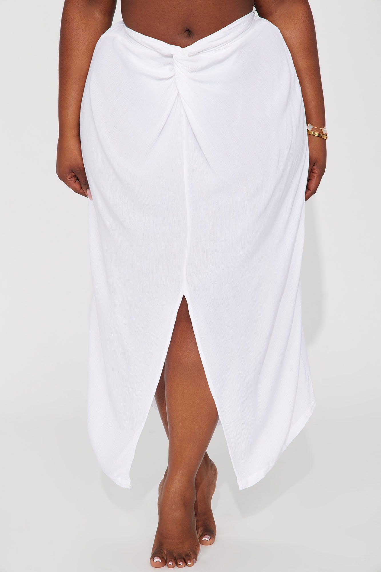 Breezy Nights Linen Swim Cover Up Skirt - White sold by Fashion Nova product image thumbnail 4