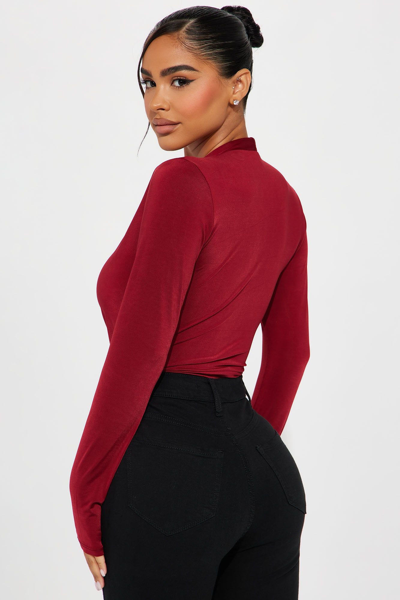 Lizette Twist Front Bodysuit - Wine sold by Fashion Nova product image thumbnail 4