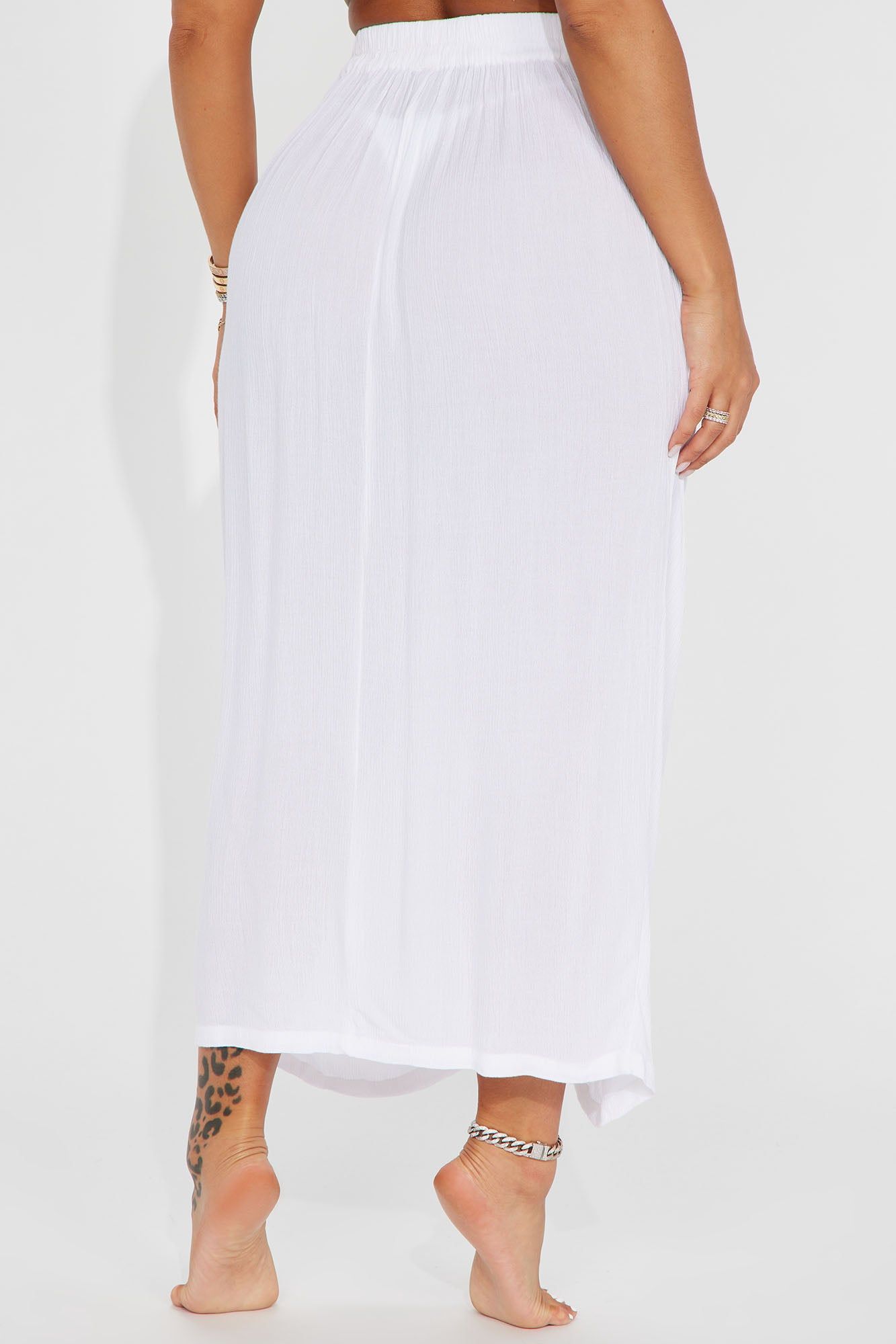 Breezy Nights Linen Swim Cover Up Skirt - White sold by Fashion Nova product image thumbnail 3