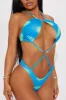 Turn Up The Charm Heart 1 Piece Monokini - Blue/combo sold by Fashion Nova