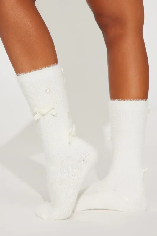 Be My Sweetie Cozy Socks - Cream sold by Fashion Nova