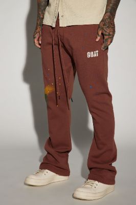 Tyson Paint Splatter Flared Sweatpant - Chocolate sold by Fashion Nova