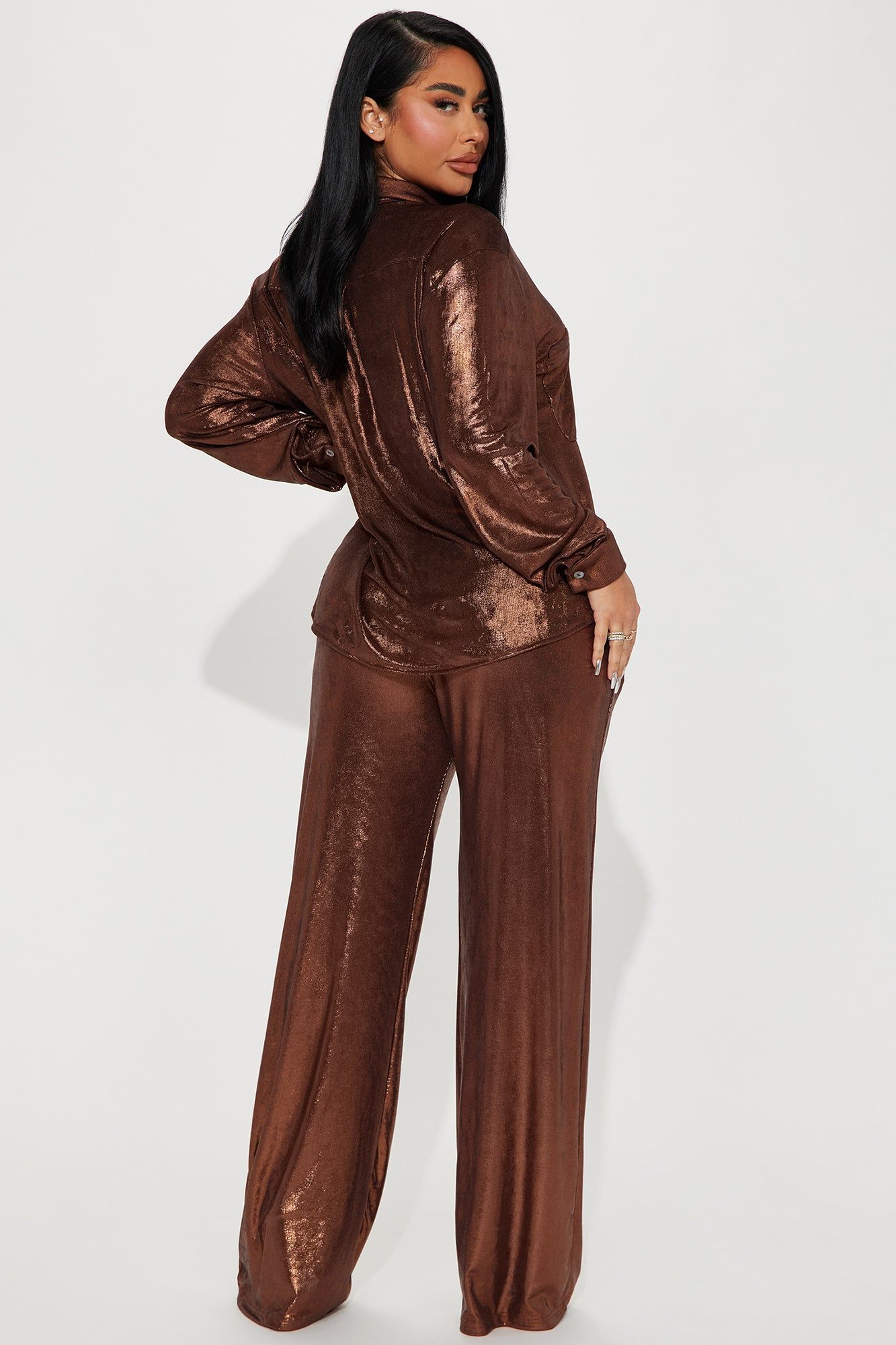 The Perfect Fit Metallic Pant Set - Brown sold by Fashion Nova product image thumbnail 3