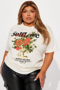 Self Love Floral Tshirt - Natural/Combo sold by Fashion Nova