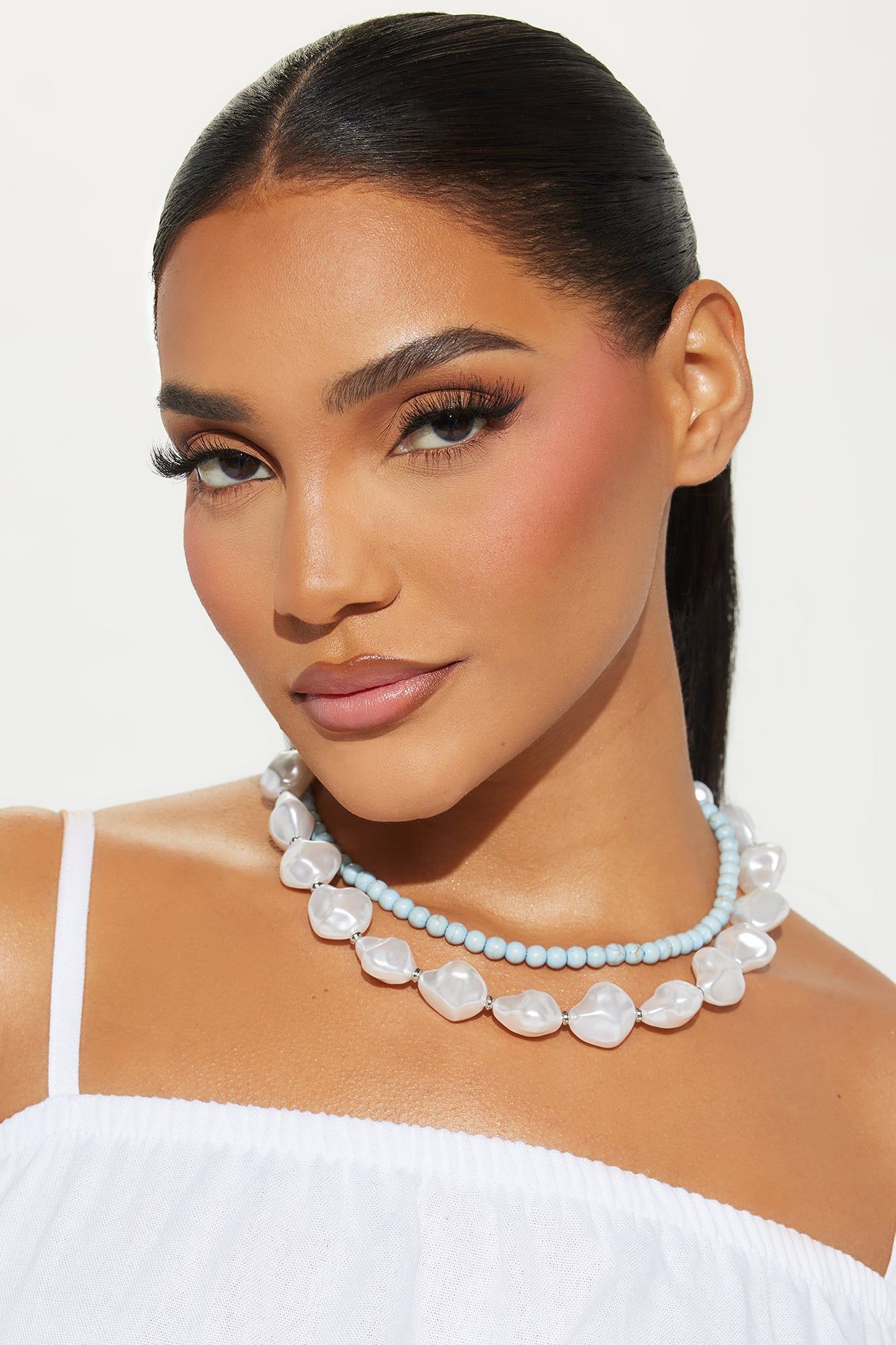 Life's A Beach 2 Piece Necklace Set - White/Blue sold by Fashion Nova product image thumbnail 2