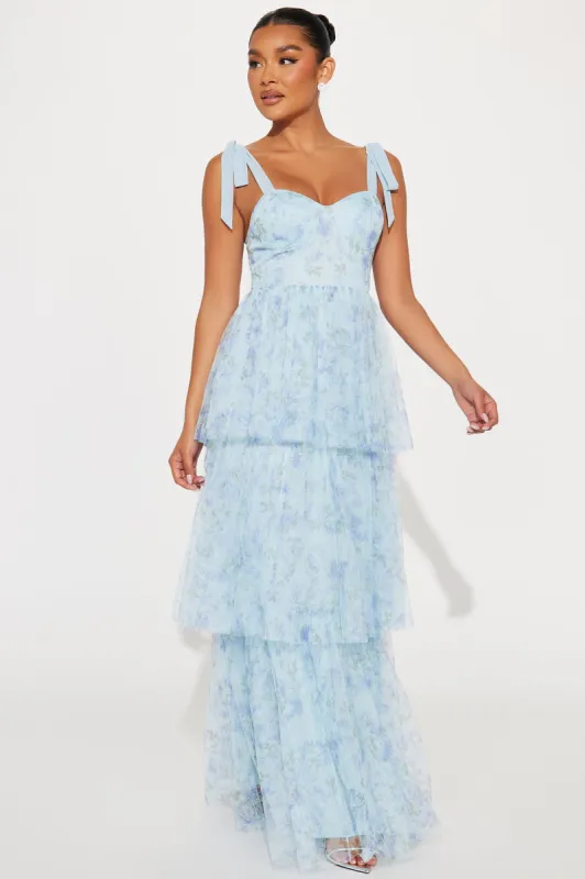Dana Floral Tulle Gown - Blue sold by Fashion Nova