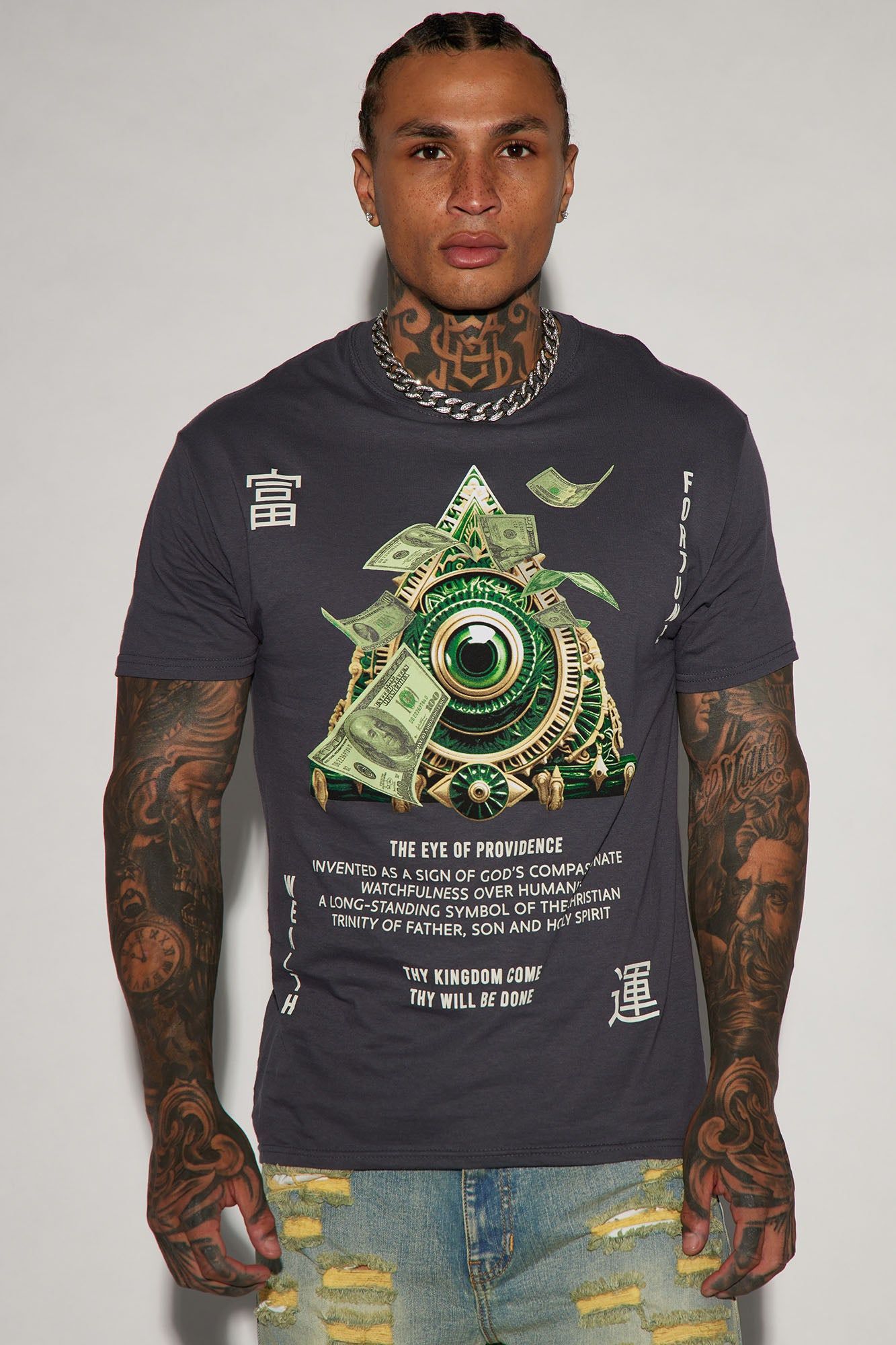 Eye Of Providence Short Sleeve Tee - Charcoal sold by Fashion Nova