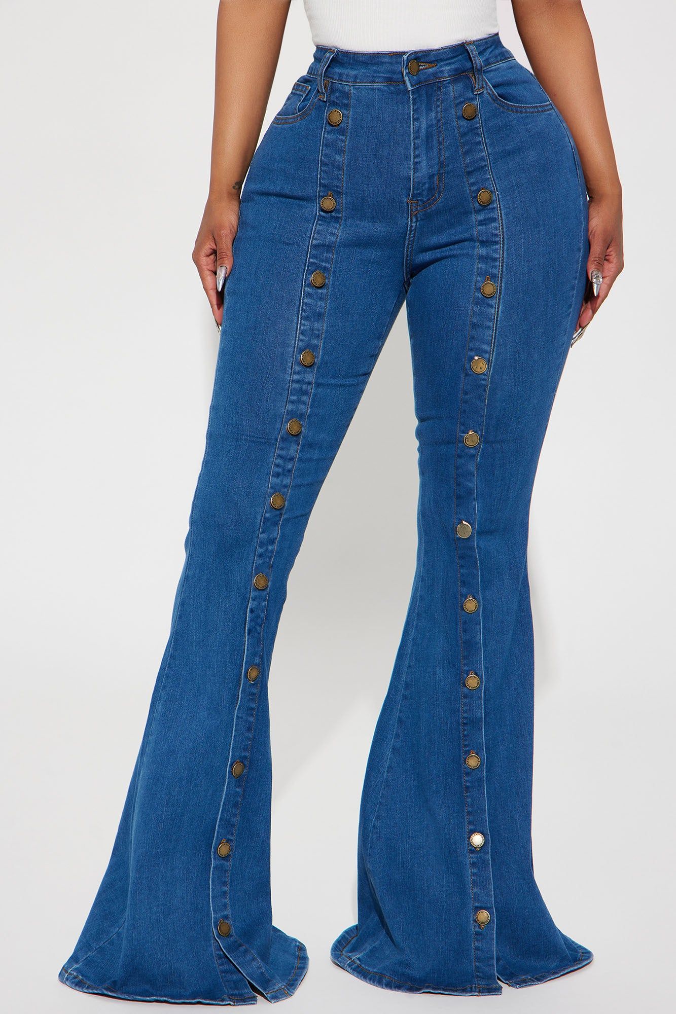Usual Suspect Stretch Flare Jeans - Medium Wash sold by Fashion Nova
