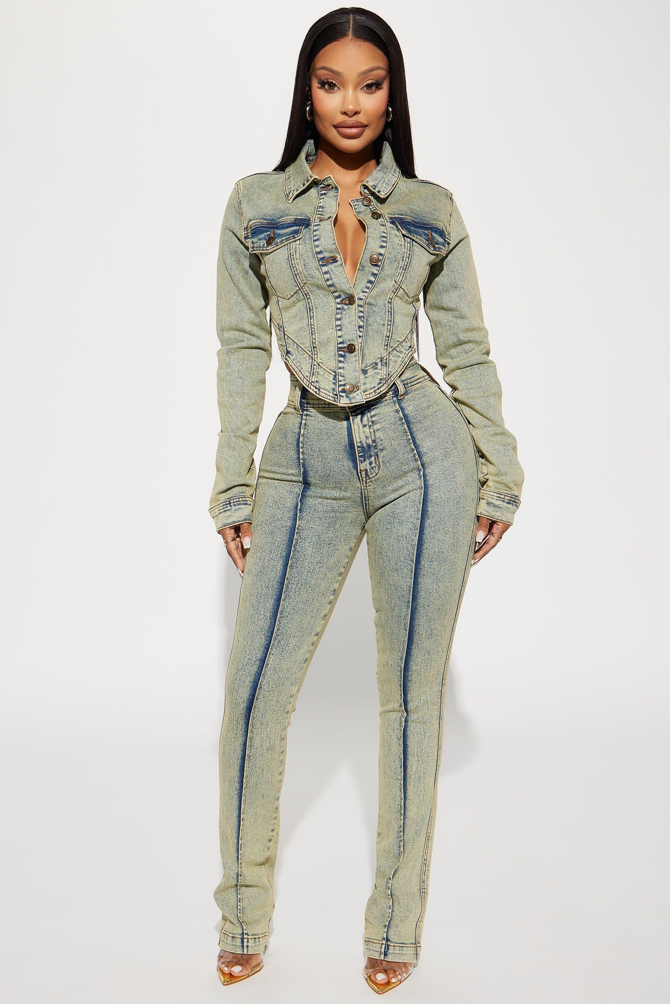 Vittoria Tinted Denim Trucker Jacket - Light Wash sold by Fashion Nova product image thumbnail 2