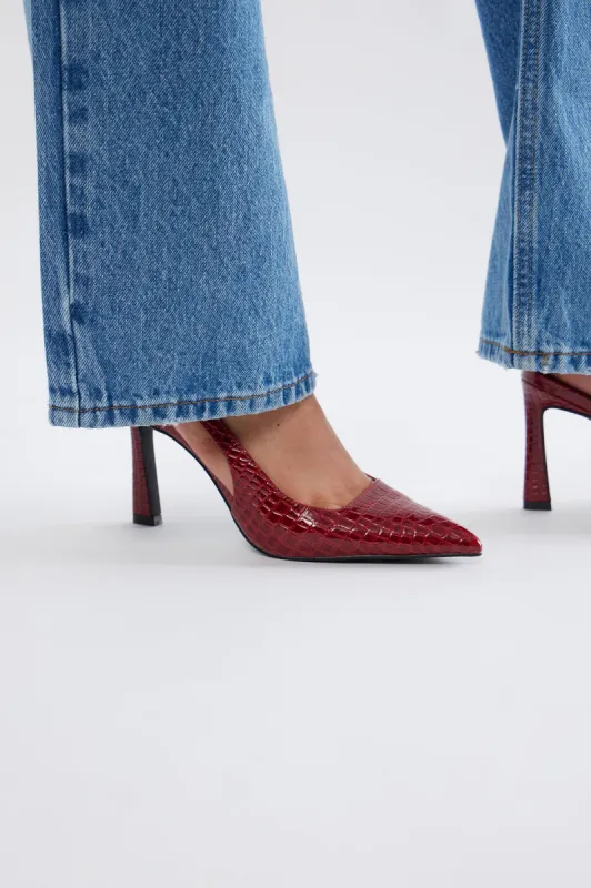 Samantha Slingback Pumps - Red/combo sold by Fashion Nova