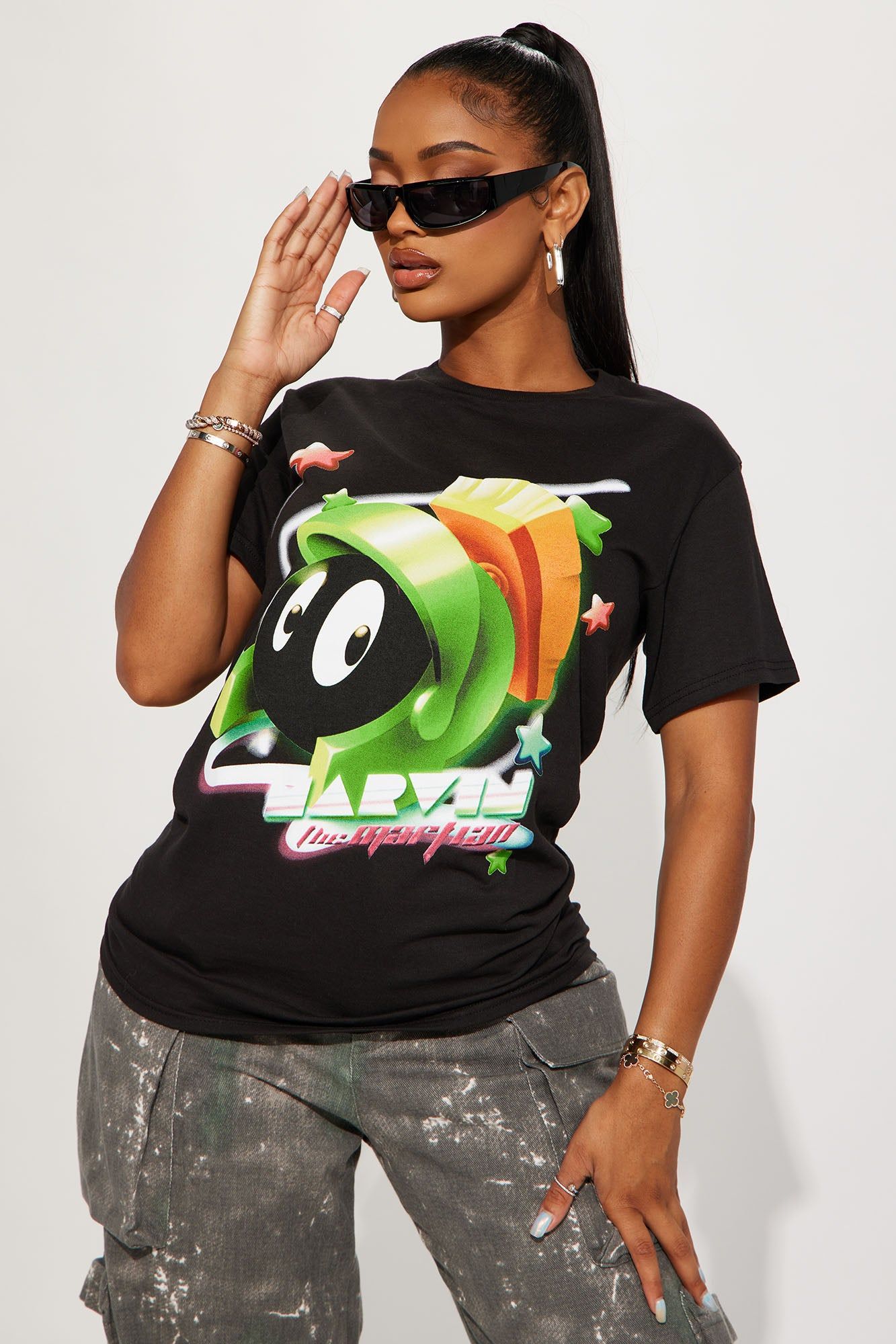 Marvin Spaceman Looney Tunes Graphic Tee - Black sold by Fashion Nova