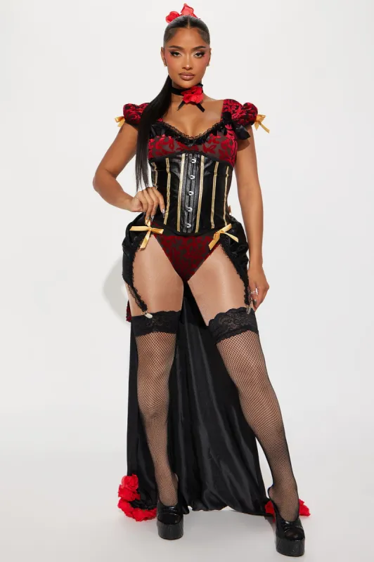 Sultry Saloon Vixen 3 Piece Costume Set - Red/combo sold by Fashion Nova