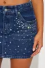 She's Just It Embellished Denim Mini Skirt - Dark Wash sold by Fashion Nova