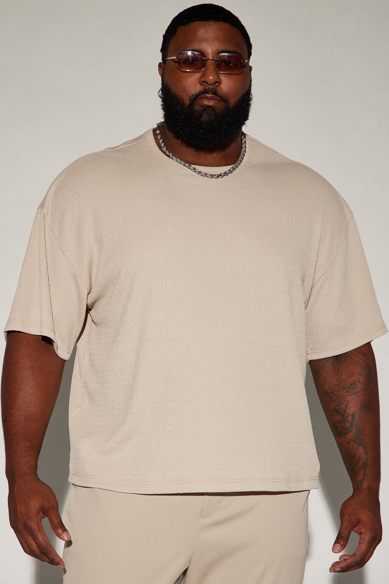 Thayer Textured Boxy Short Sleeve Tee - Stone sold by Fashion Nova product image thumbnail 5