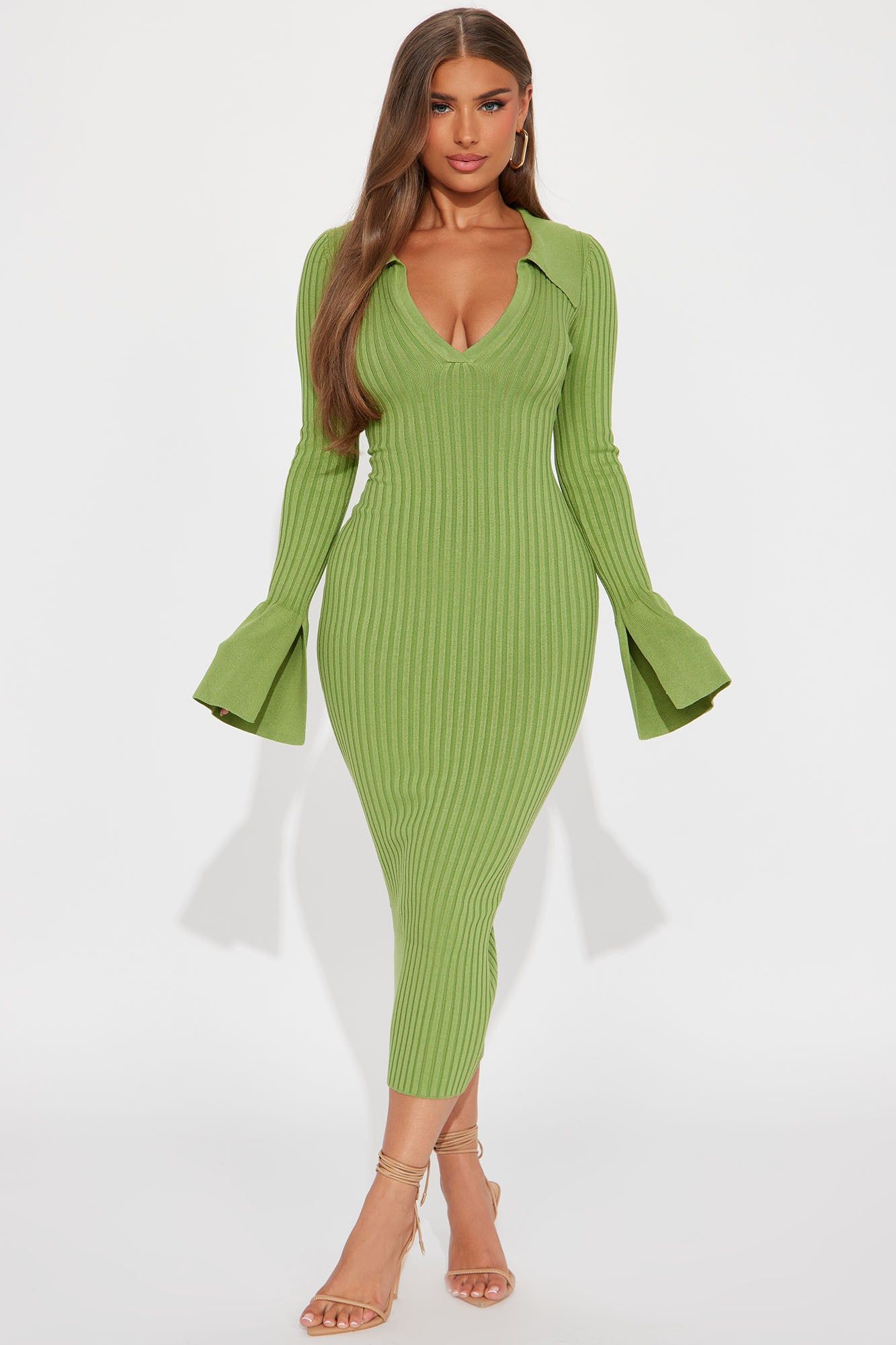 Fallon Sweater Midi Dress - Green sold by Fashion Nova