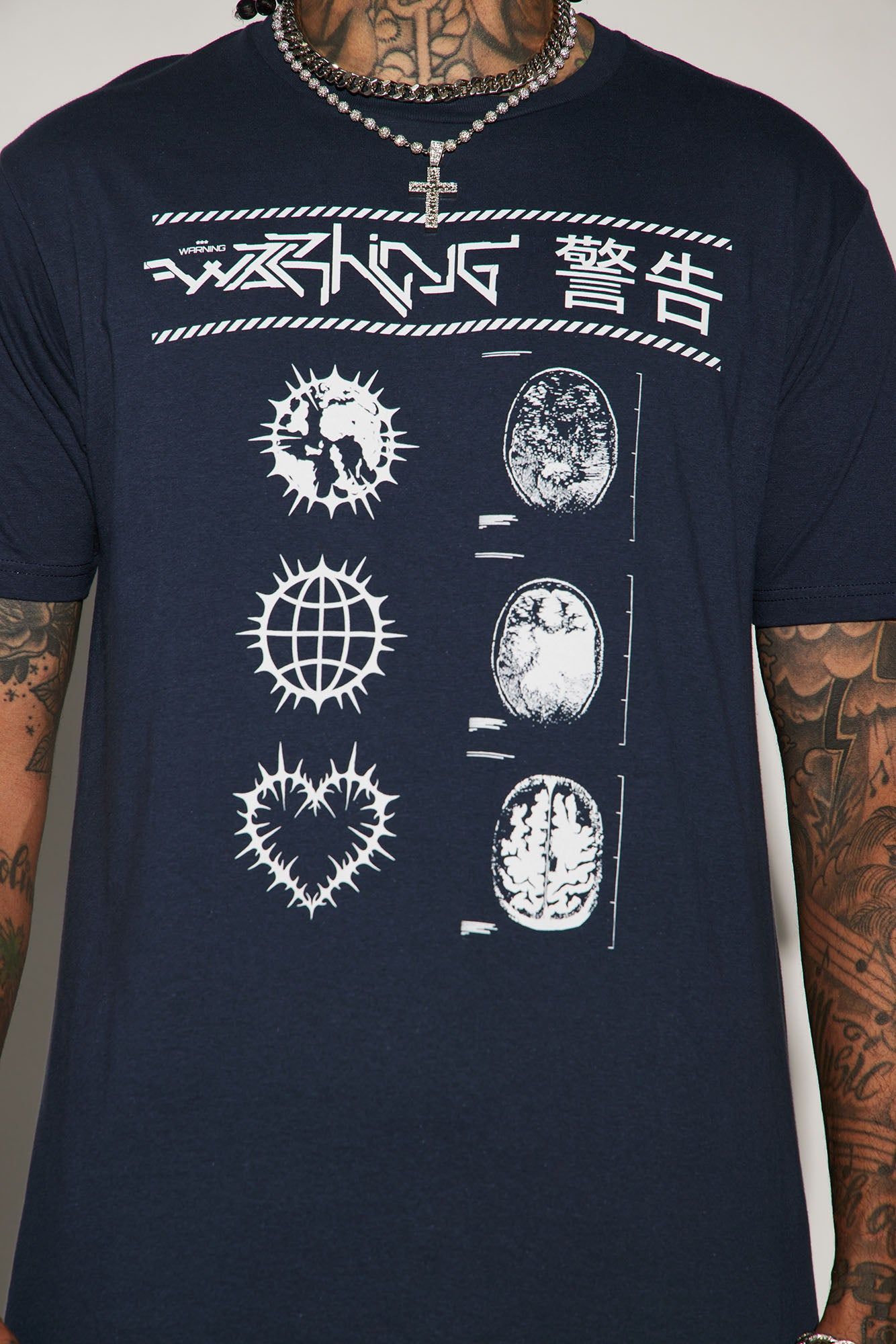 Universal Warning Signs Short Sleeve Tee - Navy sold by Fashion Nova product image thumbnail 3