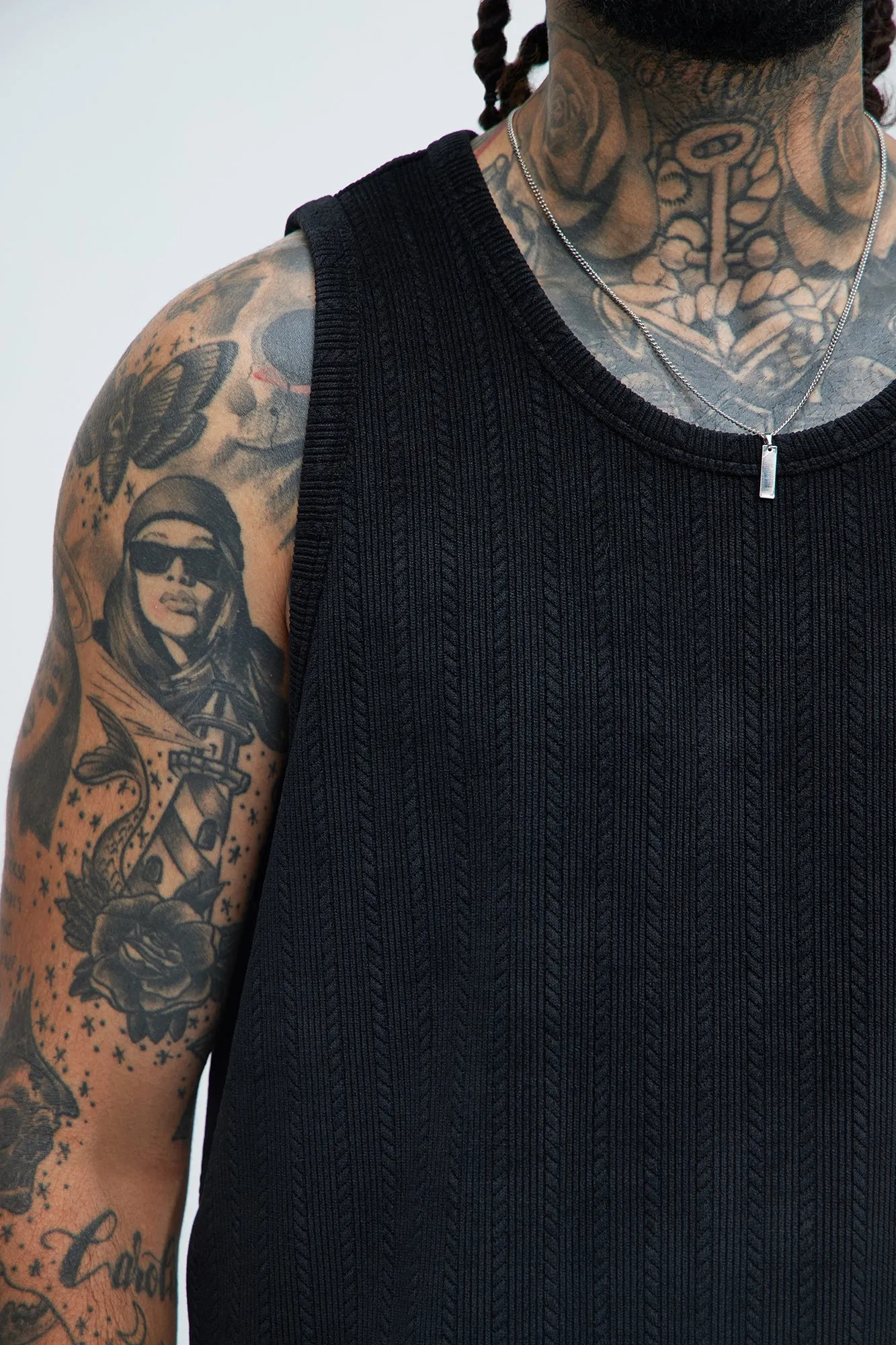 Cefalo Sweater Textured Relaxed Tank - Black sold by Fashion Nova product image thumbnail 3