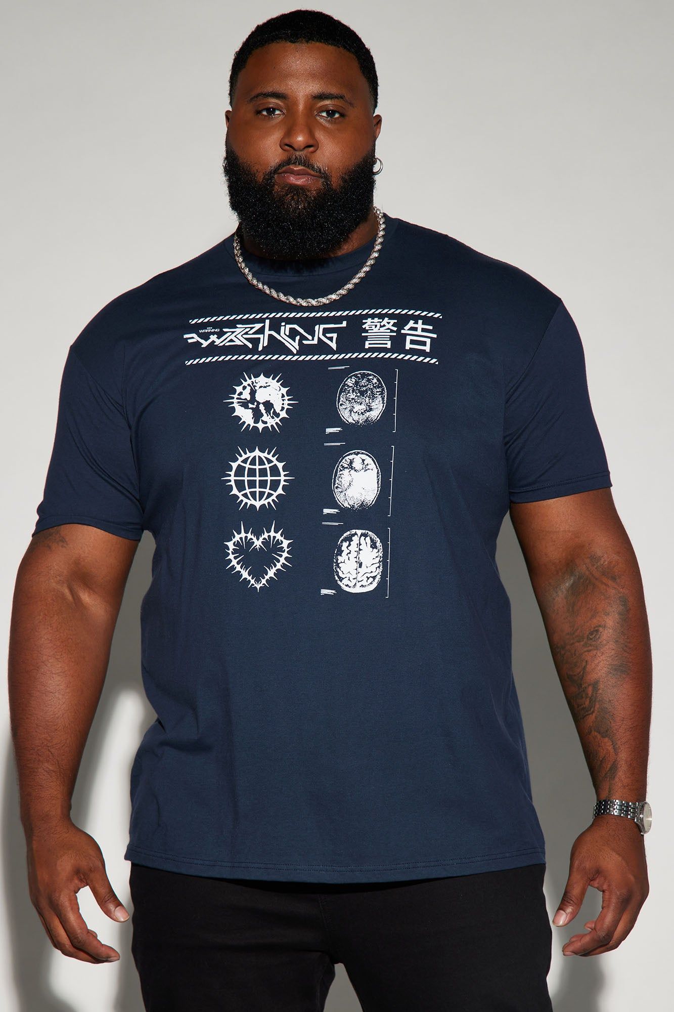 Universal Warning Signs Short Sleeve Tee - Navy sold by Fashion Nova product image thumbnail 4