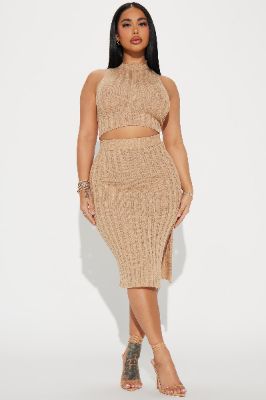 Cierra Sweater Skirt Set - Taupe sold by Fashion Nova
