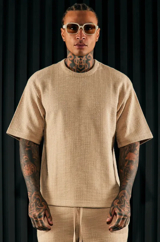 Dean Textured Short Sleeve Tee - Tan sold by Fashion Nova