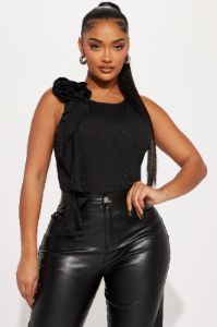 Most Popular Ribbed Bodysuit - Black sold by Fashion Nova