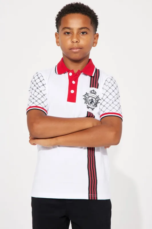 Mini Harry Racing Pique Polo - White sold by Fashion Nova