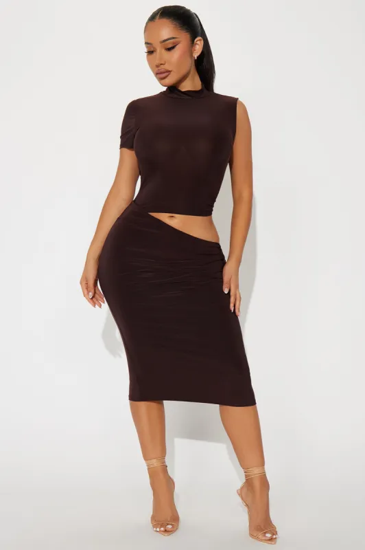 Jordana Cut Out Mini Dress - Brown sold by Fashion Nova