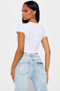 Veronica V-Neck Crop Top - White sold by Fashion Nova