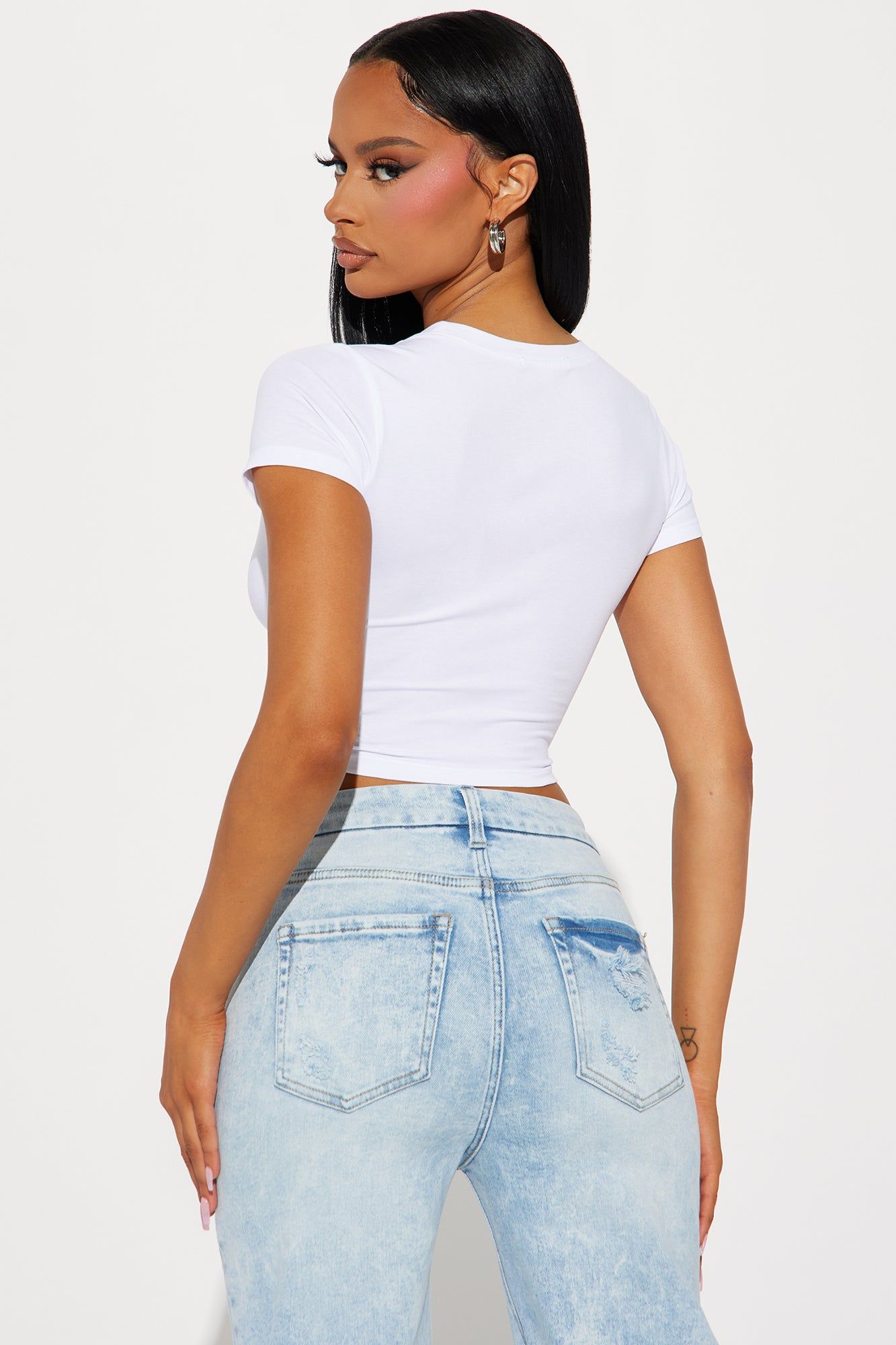 Veronica V-Neck Crop Top - White sold by Fashion Nova product image thumbnail 3