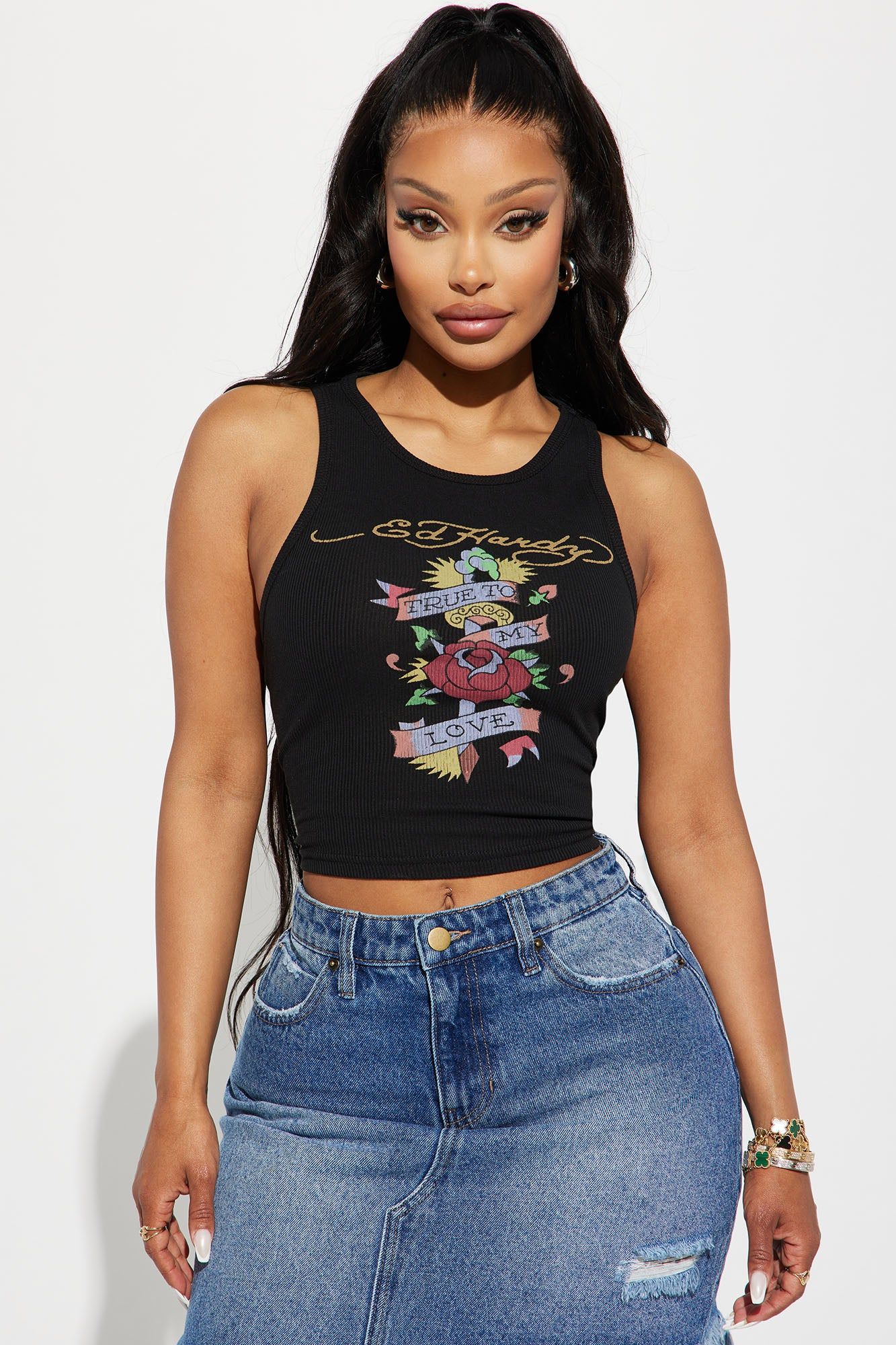 Ed Hardy True Love Tank Top - Black sold by Fashion Nova