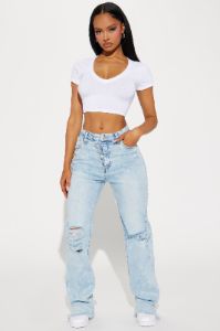 Veronica V-Neck Crop Top - White sold by Fashion Nova