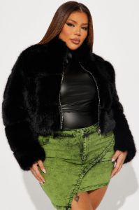 Layla Faux Fur Jacket - Black sold by Fashion Nova
