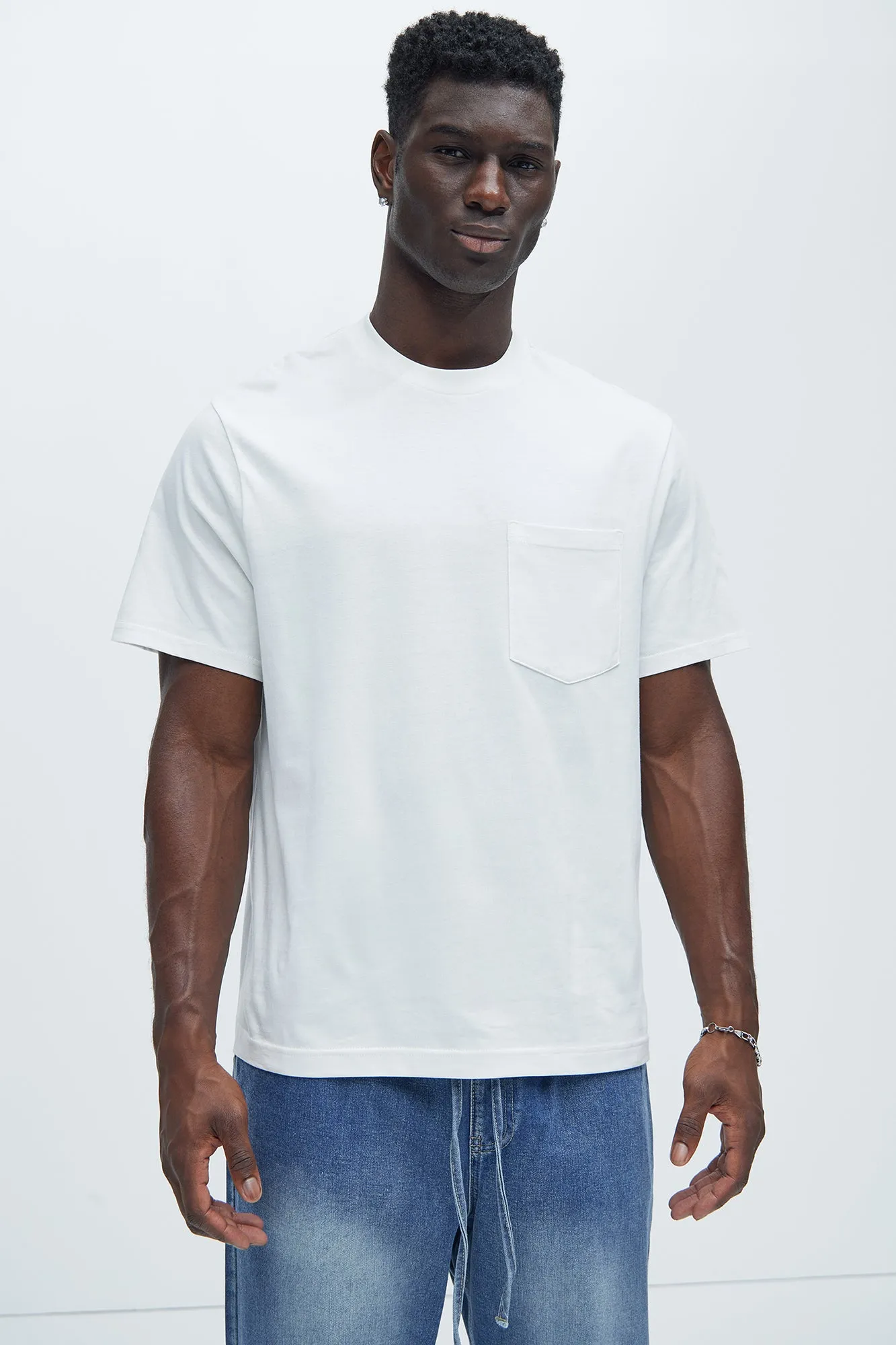 Essential Pocket Crew Tee - White sold by Fashion Nova