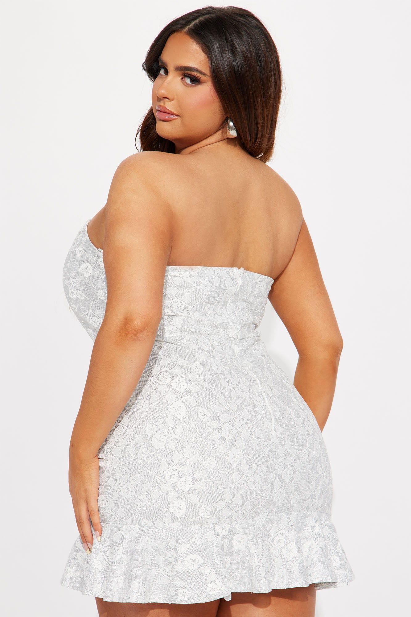 Riley Ruffle Metallic Mini Dress - White sold by Fashion Nova product image thumbnail 6