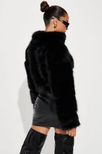 Layla Faux Fur Jacket - Black sold by Fashion Nova