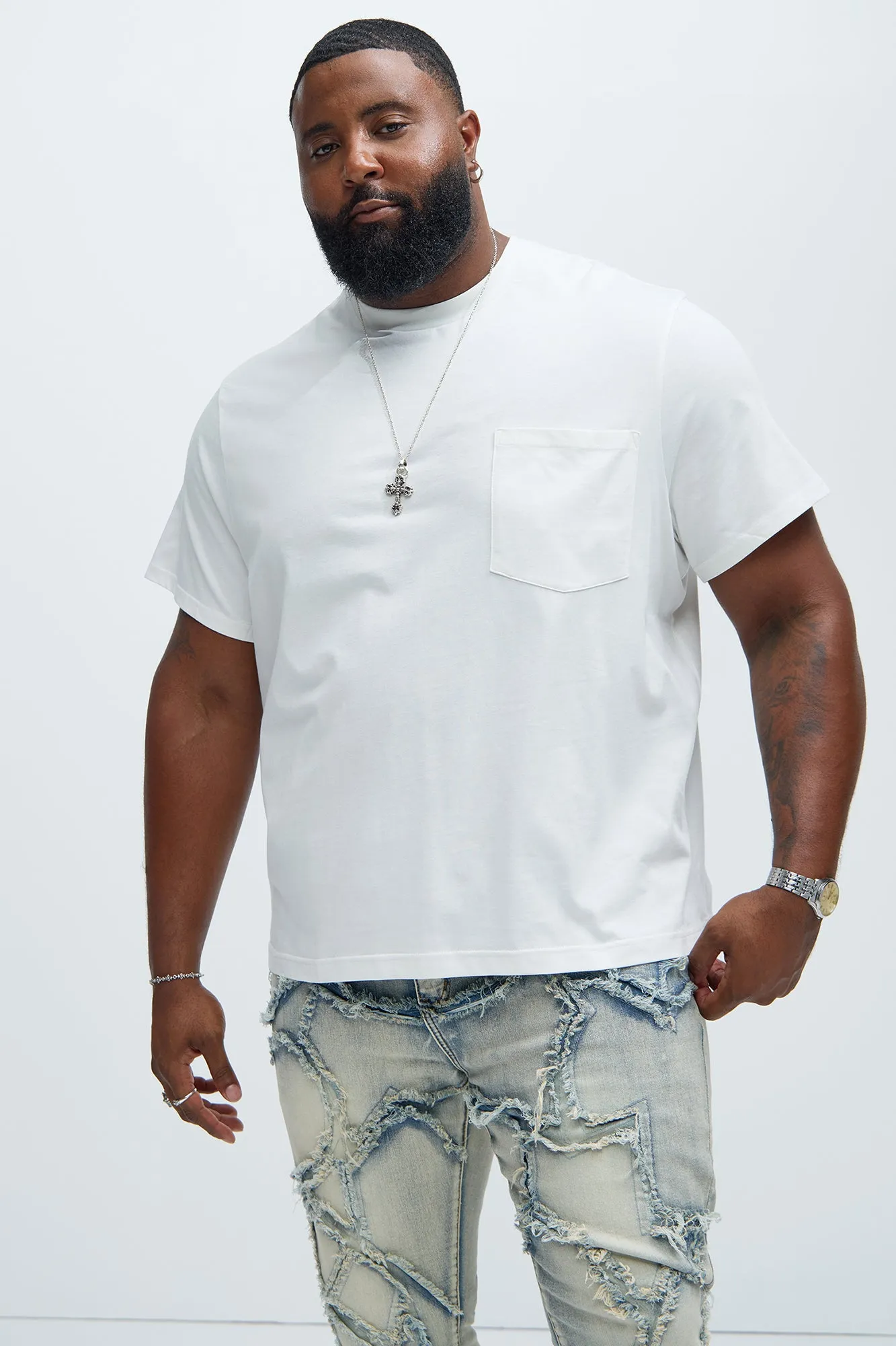 Essential Pocket Crew Tee - White sold by Fashion Nova product image thumbnail 4
