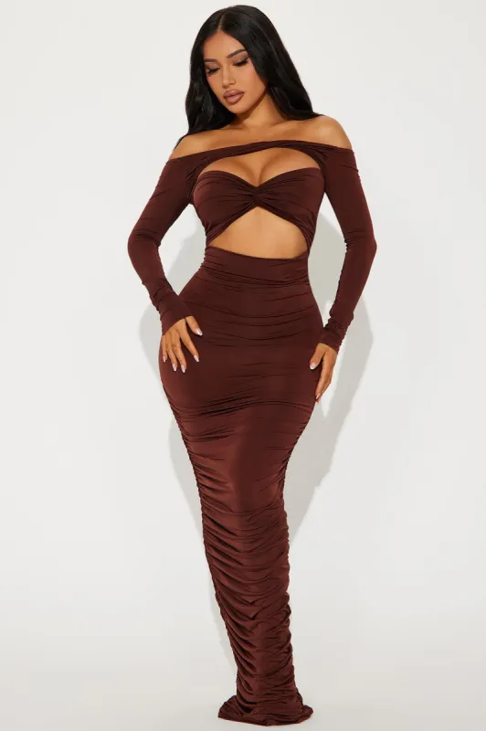 Kristal Maxi Dress - Chocolate sold by Fashion Nova