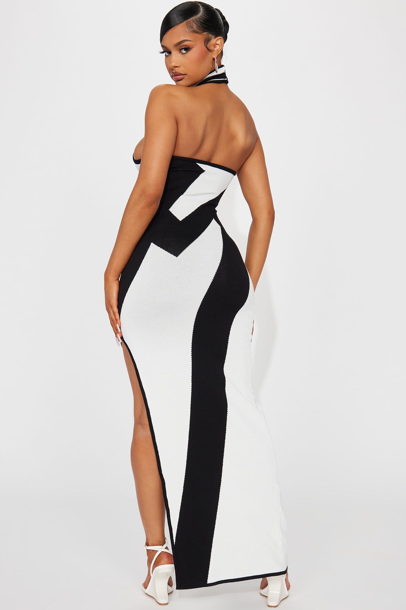 Abstract Halter Maxi Dress - Black/White sold by Fashion Nova product image thumbnail 3