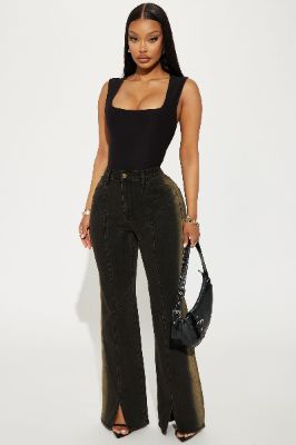 Afterthoughts Tinted Stretch Straight Leg Jeans - Black/combo sold by Fashion Nova