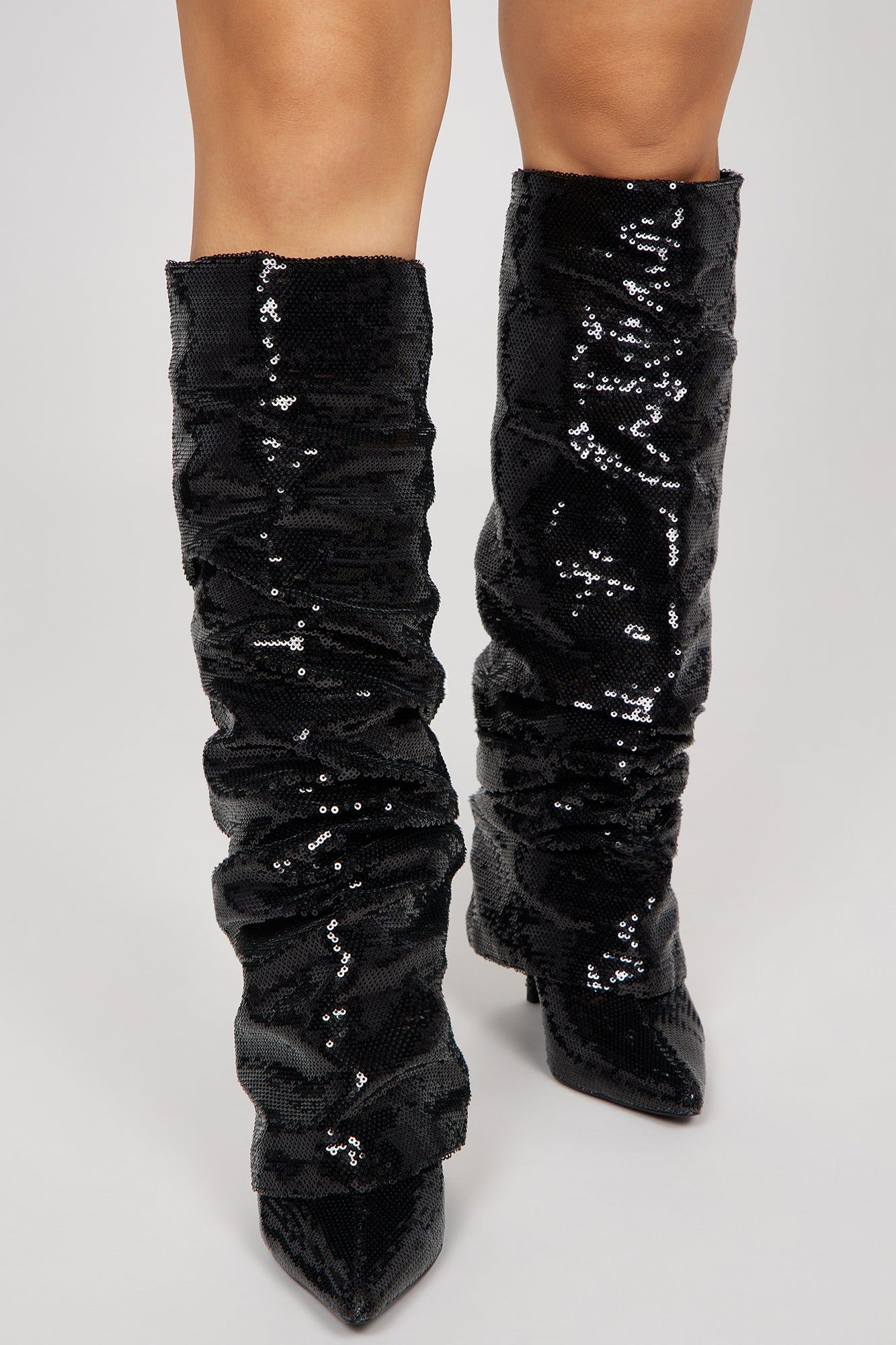 Get Away With It Knee High Heeled Boots - Black sold by Fashion Nova