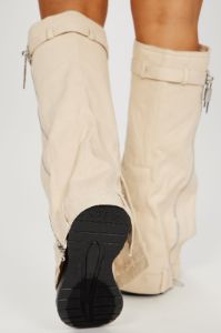 Hit Different Overlay Boots - Cream sold by Fashion Nova