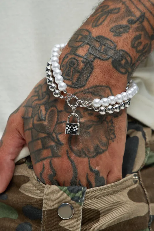 Race Way Mix Pearl Necklace - Silver sold by Fashion Nova