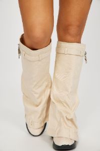 Hit Different Overlay Boots - Cream sold by Fashion Nova