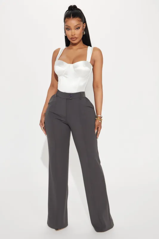 Heidi Wide Leg Trouser Pant - Charcoal sold by Fashion Nova